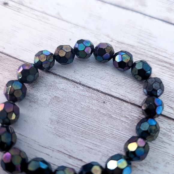 Vintage Stretch Bracelet Dark Multi Colored - Fair Condition - Picture 8 of 8